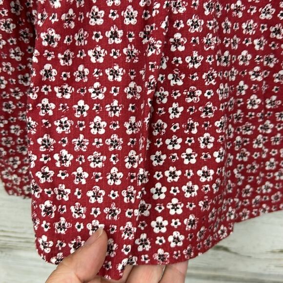 Woolrich women's xtra small red/white floral long sleeve button down blouse - Picture 5 of 5